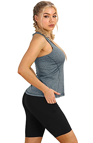 image for icyzone Workout Tank Tops for Women - Racerback Athletic Yoga Tops, Ru