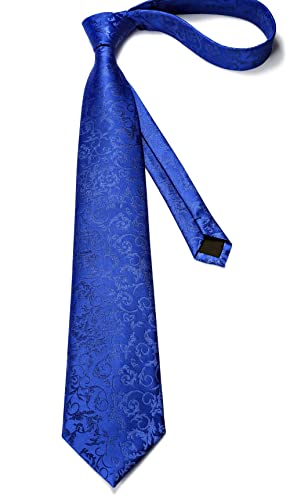 Image of HISDERN Ties for Men Paisley Floral Tie Handkerchief Classic Woven Business Formal Necktie and Pocket Square Set Wedding