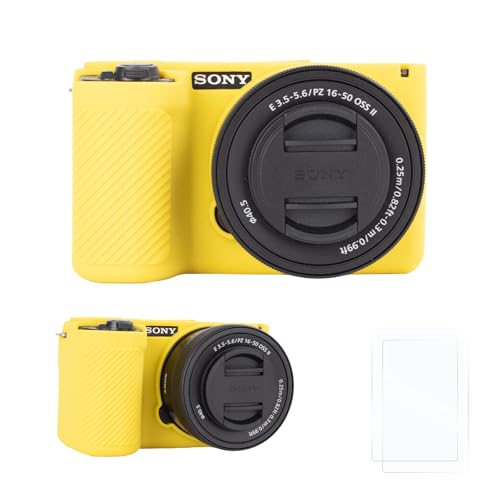 - Custodia protettiva silicone per Sony Alpha ZV-E10 II con 2 pellicole protettive custodia leggera ZV-E10II con sensazione di presa migliorata per Sony II Giallo per