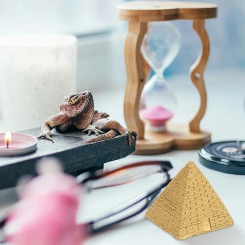 Image of Homoyoyo Egyptian Pyramid Statue: Pyramid Model Vintage Ancient Building Model Egypt Souvenirs Resin for Aquarium Terrarium Zen Sand Table Decor Golden