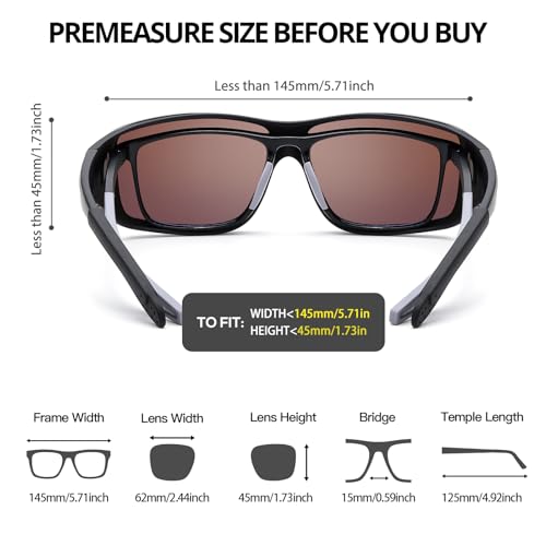 Myiaur Polarized Fit Over Glasses Sunglasses for Men Women, Trendy Wrap Around Sunglasses UV Protection for Driving (2 Pack)3