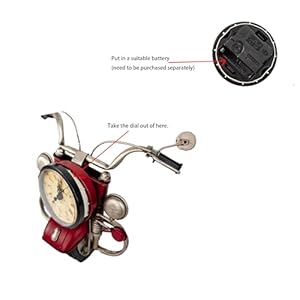 Berfutall Metal Motorcycle Art Wall Decoration Desk Stand Clock Battery Operated Creative Home Decoration Gift for Living Room Bedroom Office