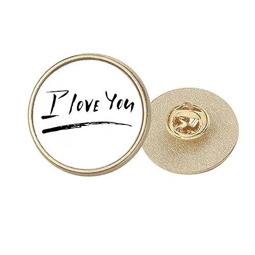 Broche ronde en métal doré I Love You, M : le cadeau romantique idéal pour elle