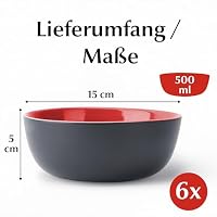 MIAMIO - Schüsseln Keramik (500 ml), Müslischalen - Le Papillon (Rot) – Ansicht 5