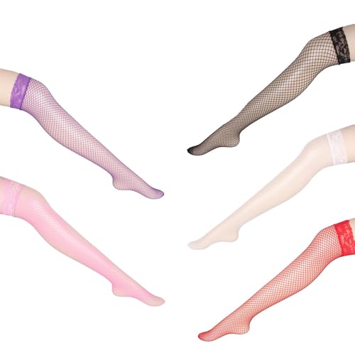 [YIXINLYMY] ストッキング 網タイツ 5足セット コスプレ セクシー ストッキング あみタイツ 仮装 ニーハイ ソックス タイツ コスチューム レディースファッション - 画像1