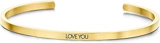 braccialetto da donna, in acciaio inox, con zirconia, colore oro, 62 x 3 mm, personalizzabile