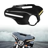 VEISUTOR Upgraded Front Batwing Upper Outer Fairing with Light Bar, Black Fairing Cowl w/DRL Turn Signal for Harley Street Electra Tri Glide Ultra Limited CVO Limited 2014-2023 Accessories