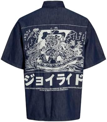 Jack & Jones Erkek JJITOKYO SHIRT S/S WI 822 Gömlek, Blue Denim, S