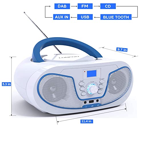 DAB+ Radio Boombox Tragbare CD Player - Bluetooth/UKW Radio/USB Eingang/AUX-IN, Fernbedienung, 2 x 2Watt RMS Stereo… - Image 8