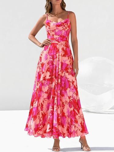 Image of BTFBM Women Summer Maxi Dresses Elegant Wedding Guest Dress | Cowl Neck,Spaghetti Strap,Mesh,Floral,A-Line,Flowy,Party,Cocktail,Homecoming,Graduation,Sundress,Prom,Beach Long Dresses