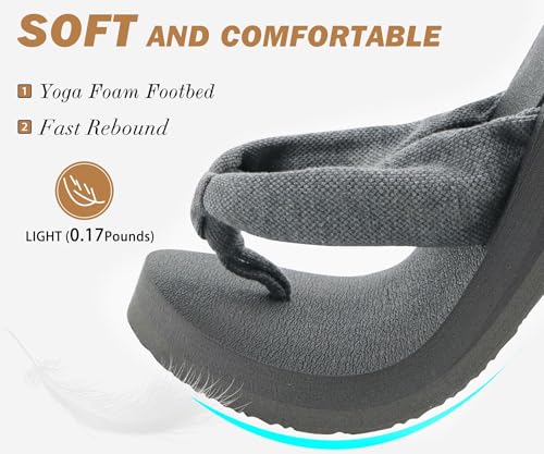 Image of KuaiLu Flip Flops for Women with Arch Support Summer Beach Thong Sandals | Comfortable Yoga Mat Walking Shoes Cushion Slip On Casual Outfits Indoor Outdoor