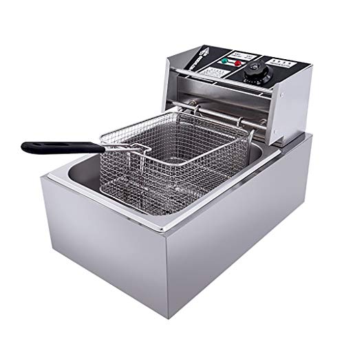 PGKTKCWH Freidora eléctrica Comercial de 10 l, de Acero Inoxidable, de una Sola Cesta, para Uso Industrial, para Restaurante, para freír Patatas Fritas caseras, Pollo y Patatas Fritas en la