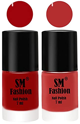 Image of Long Lasting Nail Polish | Nail Paint Combo 7 ml Each) - Set of 2 Light Red-Coral Pink