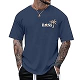 Graphic Mens t Shirt Trendy t-Shirts for Men UK Clothing Cotton tee Shirts Casual Printed Designer T-Shirt Tops Athletic Training Gym Tees Tops Sports Fitness T Shirts Tee (Blue,XXL)