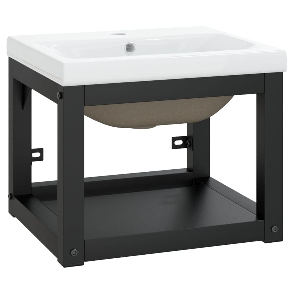 vidaXL Estructura de Baño con Lavabo Incorporado Soporte Lavadero Consola Cuarto de Baño Aseo Inodoro Lavamanos Muebles Hierro Negro