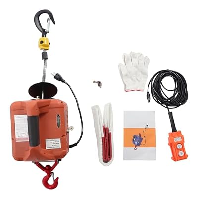 GEYOPMID Portable Electric Winch, Electric Hoist Winch 1100lbs Portable Winch Crane with Cable Remote Control 110 Volt Portable Power Electric Hoist 25ft Lifting Height for Garage, Warehouses