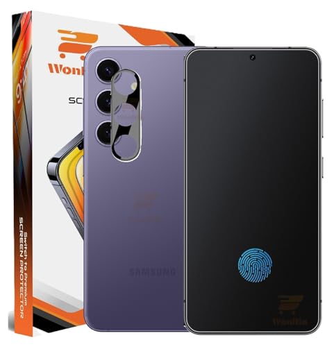 Image of WonRia 1+1 Pack [Matte Tempered Glass for Samsung S25 5G (100% FingerPrint Working) with Camera Lens Protector 9H Glass Screen Guard for Galaxy S25 5G