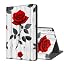 Red Roses on White Wood