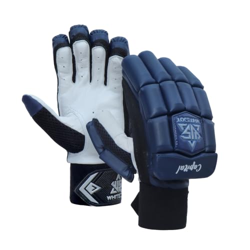 Image of WHITEDOT Sports Capital Cricket Batting Gloves||Suitable for Youth|Medium Right Hand||Navy Blue, Leather