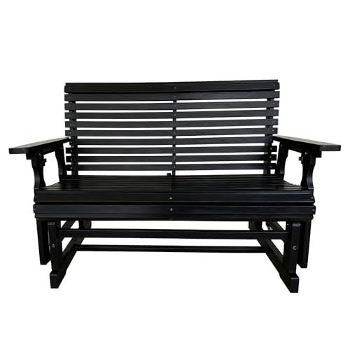 Mosbrisa HDPE Patio Glider, Poly Lumber Weather-Resistant Outdoor Glider Bench, for Patio, Porch, Yard (Carbon Black, 2-Seater)