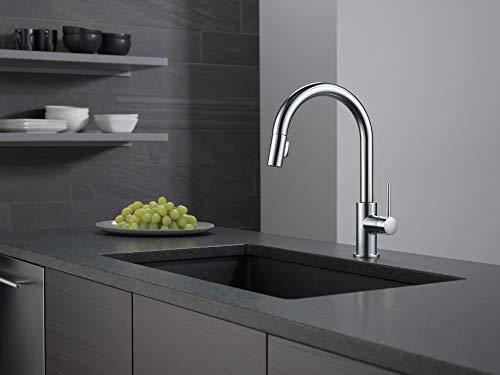 Image of Delta Faucet Trinsic Brushed Nickel Kitchen Faucet, Kitchen Faucets with Pull Down Sprayer, Kitchen Sink Faucet, Faucet for Kitchen Sink with Magnetic Docking, Arctic Stainless 9159-ARLS-DST