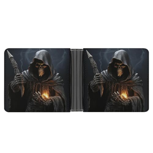 Portefeuille pince à billets cuir Grim-Reaper mince pour cartes de crédit