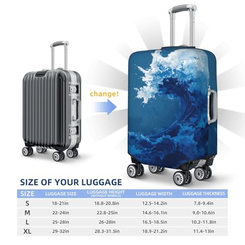 Wave Crashing Minimalist Blue Gradients Elastic Travel Luggage Covers Dustproof Scratch-Resistant Suitcase Protector Fit 22-24 Inch4