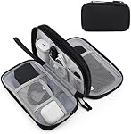 Portable Electronics Travel Organizer with Double Layer Design, Waterproof Electronic Organizer to Hold USB Flash Drive, Cords, Chargers, Phones, Earphones, Power Banks, Mouse, and SD Card Black