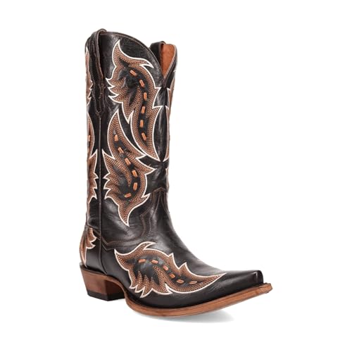 Image of Dan Post Boots Mens Racer Embroidered Snip Toe Casual Boots Mid Calf - Brown