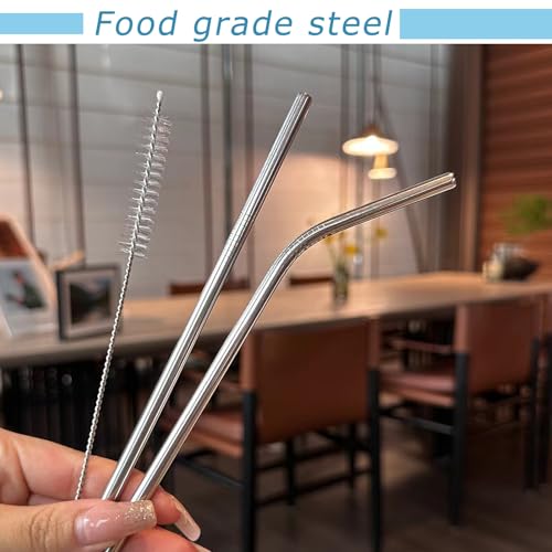 Luxoraiova 6 Stück Wiederverwendbare Edelstahl Strohhalme 31cm für Stanley Cup 30oz/40oz – Lebensmittelechte 304 Metall Trinkhalme mit 1 Reinigungsbürsten, Spülmaschinenfest & Umweltfreundlich