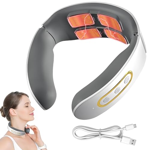 BIZOI Nackenmassagegerät,11-In-1 Nackenlösung, Elektrische Nackenmassagegerät mit Wärme, Tragbares Elektrisches Massagegerät, 6 Modi 9 Intensitätsstufen für Nackenentspannung, Zuhause, Büro, Reise