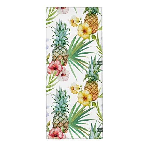 Pineapple Hand Towel,Yellow Pineapple Hand Towels Tropical Leaves Face Towel Soft Thin Guest Towel Portable Kitchen Tea Towels Dish Washcloths Bath Decoration, 12" X 27.5" #TOP13