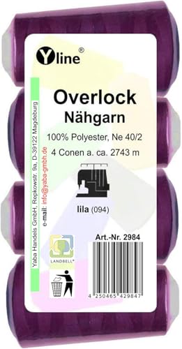 2984 Lot de 4 bobines de fil à coudre Violet 2743 m NE 40/2 100 % polyester