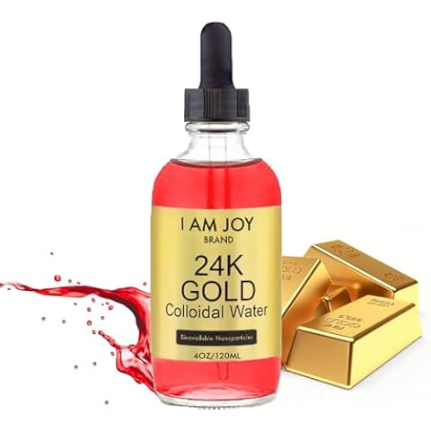 I Am Joy co. Liquid Colloidal Gold 24k 99.99% Pure 100ppm Ruby Red Water Based All Natural Electrolysis 4oz Glass Bottle Cover