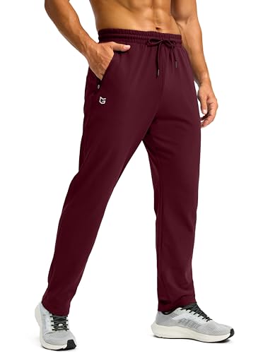 La Mejor Selección de Ropa de Deportes de invierno los preferidos por los clientes. 45 G Gradual Pantalones deportivos de invierno para hombre con forro polar y 3 bolsillos con cremallera, cálidos, para correr y entrenar (vino, L)