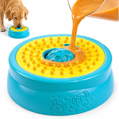 Schleckball Hund Lick Bowl Leckball für Hunde Hundelickspielzeug Hun-de Leckt Futternapf Leckspielzeug Lick Sphere für Langsam Füttern Flüssige Halbfeuchtes Futte rutschfest leicht zu reinigen