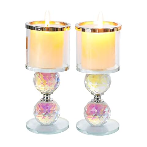 Set of 2 Crystal Hurricane Candle Holders Cover