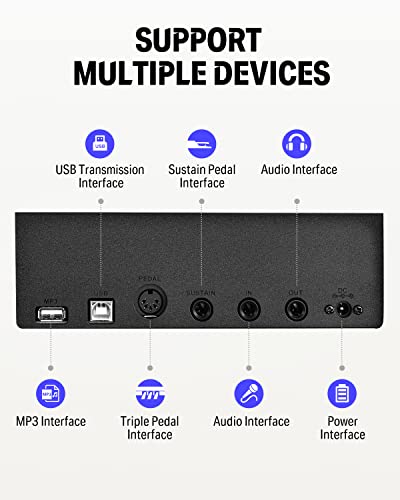 Donner Piano Numérique électrique 88 Touches Semi-lestées, Compact Clavier Touches lourdes Fullsize pour Débutant avec… - Les Beatles, Paul McCartney, John Lennon, RIngo Starr, George Harrison Donner Piano Numérique électrique 88 Touches Semi-lestées, Compact Clavier Touches lourdes Fullsize pour Débutant avec… – Image 7