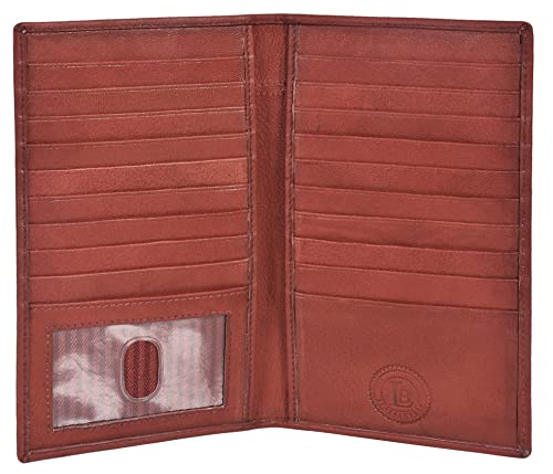 Leatherboss Genuine Leather Bifold Business Credit Card Holder Wallet, Brown