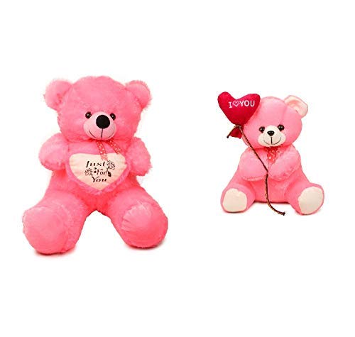 Nkl Standing Teddy Bear with Heart 36 Inch Pink, 12Inch Bolloon Teddy, Red Heart 12Cm