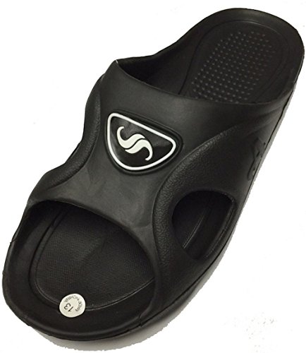 Gear One Men's Rubber Slide Sandal Slipper Comfortable Shower Beach Shoe Slip On Flip Flop,S-Black,13 D(M) US