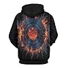 LODMLOER Flames And Water Men's Hoodie Vinyl Records Printed Hooded Sweatshirt Autumn Winter Drawstring Pullover Hooded with Kangaroo Pocket, Black #3