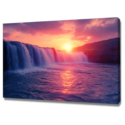Tableaux decoratifs muraux chambre et salon grand format pour ambiance zen Sunset Falls
