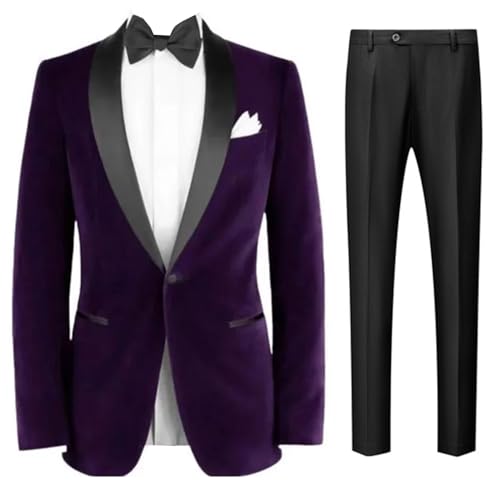 Costume Homme Deux Pièces en Velours Premium et Revers Châle Tuxedo