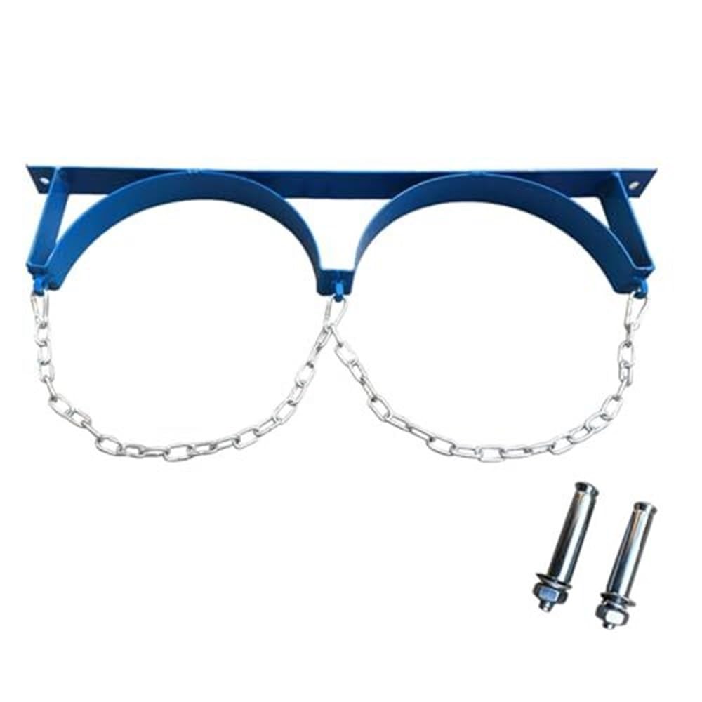 Soporte de pared para cilindro de gas, soporte de tanque de acero resistente para botellas pequeñas de propano y oxígeno, soporte de cilindro fijo con cadena protectora