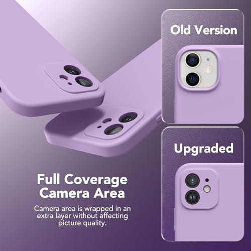 Image of Magnetic for iPhone 12 Case, Compatible with MagSafe, [Full Camera Protection][Screen Protector] Silicone Shockproof Protective Phone Case for iPhone 12 6.1 inch, Light Purple