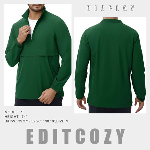 Image of EDITCOZY Men's Lightweight Quarter Zip Pullover Casual Windbreaker for Running Golf Jackets with 3 Pockets