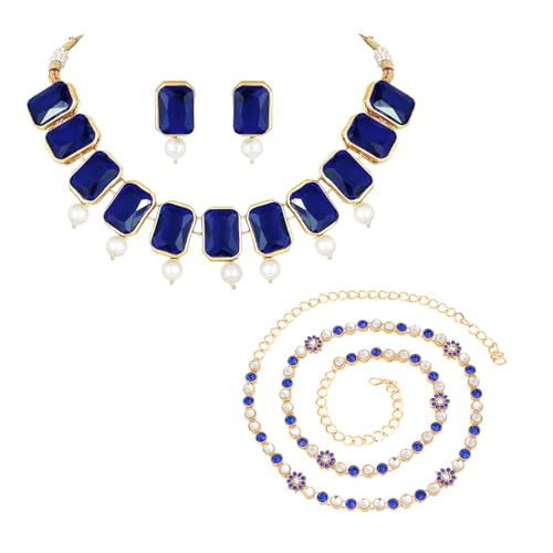 Image of Peora Traditional Crystal Necklace & Jewellery Set Gift for Women