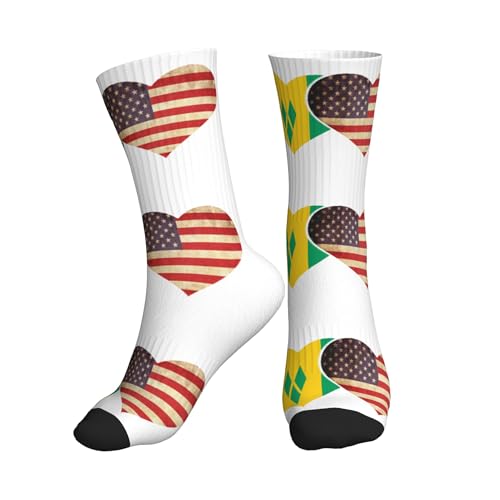 SEVEBJ Paire de chaussettes de sport unisexes avec drapeau américain de Saint Vincent Grenadines