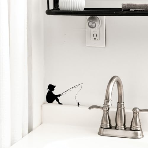 Siluetas de pesca para interruptor AHANDMAKER de vinilo negro resistente al agua, 6 piezas 6
